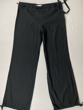 Cache Linen Blend Pants Women’s 40 / Med  Black Mid Rise Straight Leg Trousers